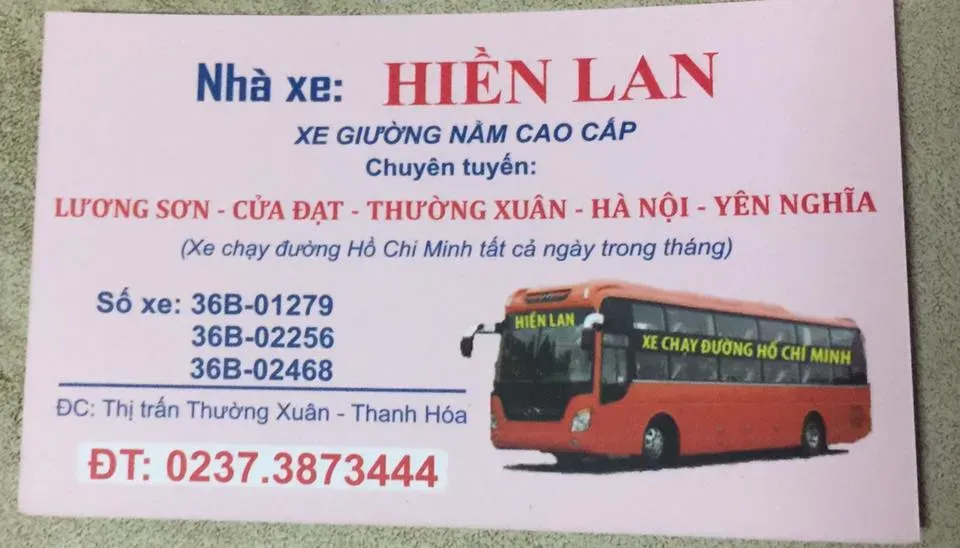 Nhà xe Hiền Lan: Xe khách Thường Xuân đi Hà Nội